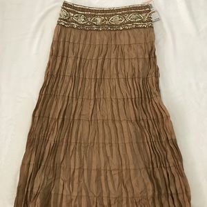 INC Petite Gold Embroidery Crinkle Skirt
